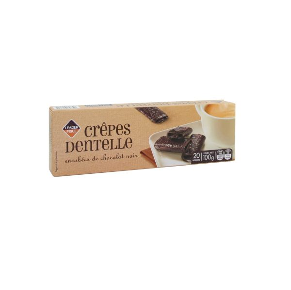 Biscuit Crêpe Dentelle Chocolat Noir Leaderprice 100g